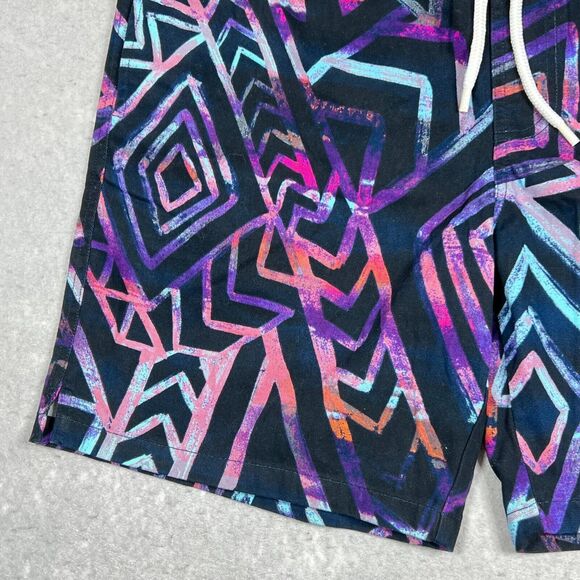 Zipcode Est 1992 Shorts Mens Size XL Black & Purple Geometric Print Cotton Chino - Picture 3 of 10